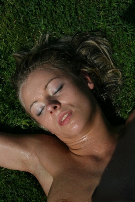 Amateur babe Tina gets tied up in the back yard before sucking a dick