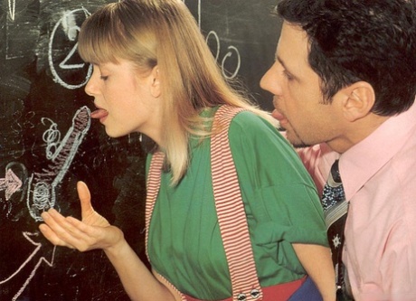 Vintage schoolgirl tastes a dick before exposing her tits and getting fucked