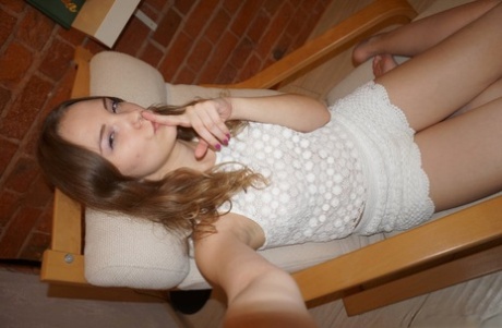 Nerdy amateur teen bares her tiny boobs in her solo compilation